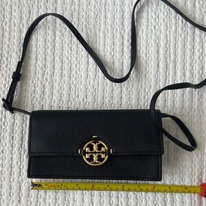 Tory Burch Black Crossbody Bag / wallet with Gold Accent